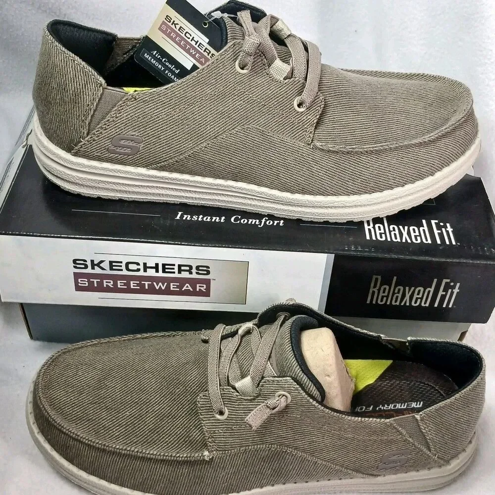 Skechers Streetwear Melson Volgo Mens Size 8 Brown Memory Foam Oxford Ties Ups